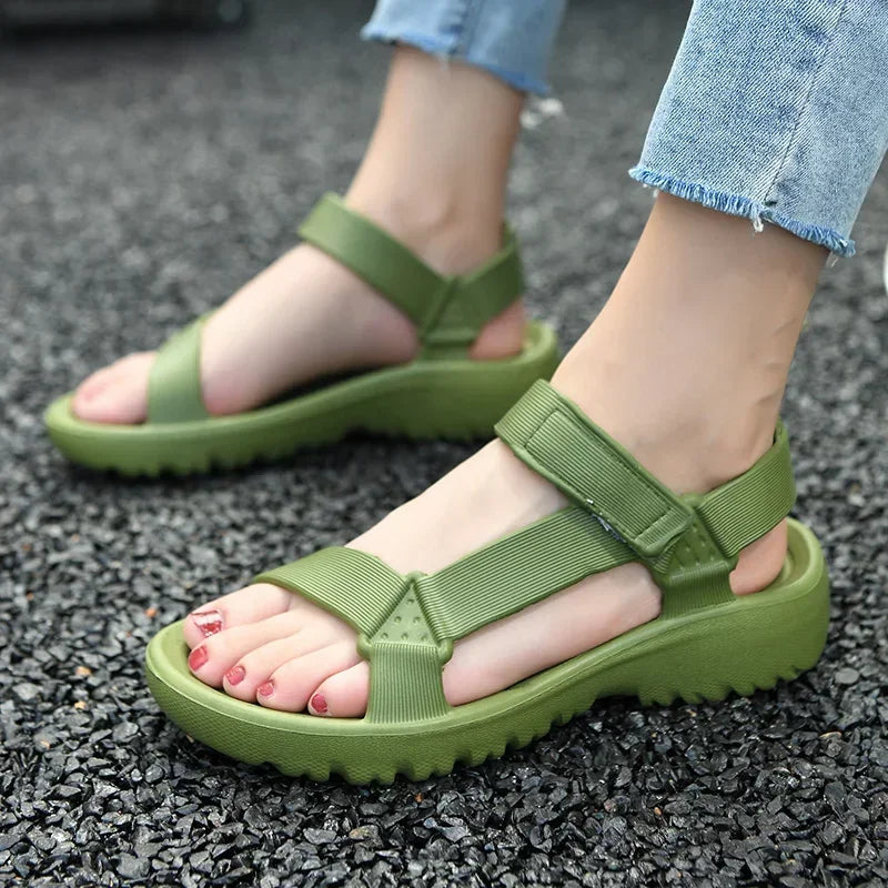 Sandals Woman Summer 2025 New Fashion Platform Sport Casual Flat Sandals Non-slip Outdoor Beach Sandalias Chaussure Femme